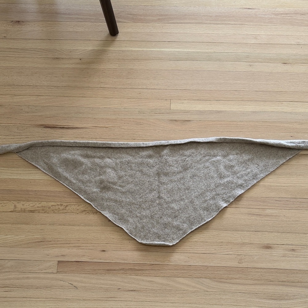 EUC Beige Lightweight Triangle Knit Shawl Collar Sweater Wrap - Picture 5 of 6